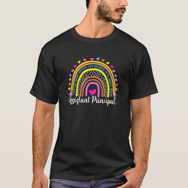 Assistant Principal Boho Rainbow Leopard Back To S T-Shirt (Front)