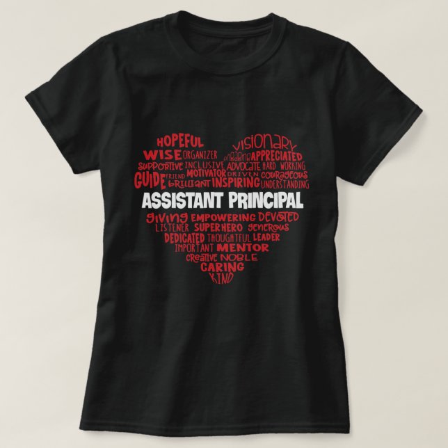 Assistant Principal Cute Heart Gift Back To School T-Shirt (Design Front)