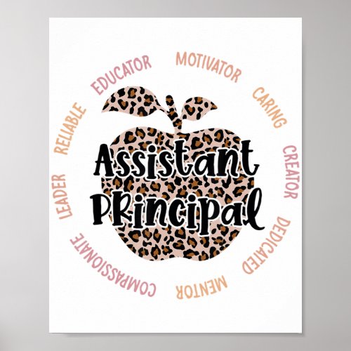Assistant Principal Leopard Apple Job Title School Poster