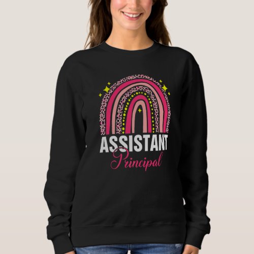 Assistant Principal Leopard Rainbow Job Title Scho Sweatshirt