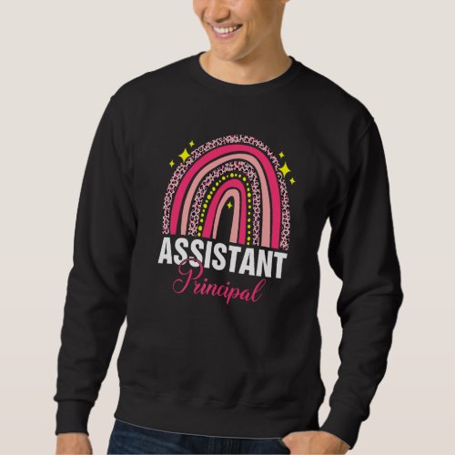 Assistant Principal Leopard Rainbow Job Title Scho Sweatshirt