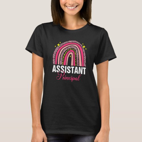 Assistant Principal Leopard Rainbow Job Title Scho T_Shirt