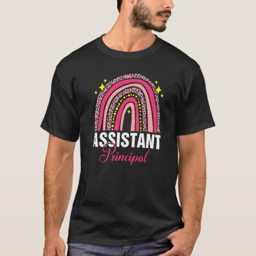 Assistant Principal Leopard Rainbow Job Title Scho T_Shirt