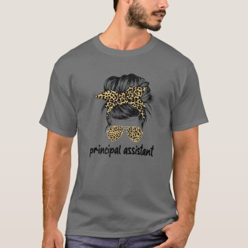 Assistant Principal Messy Bun Job Title School Wor T_Shirt