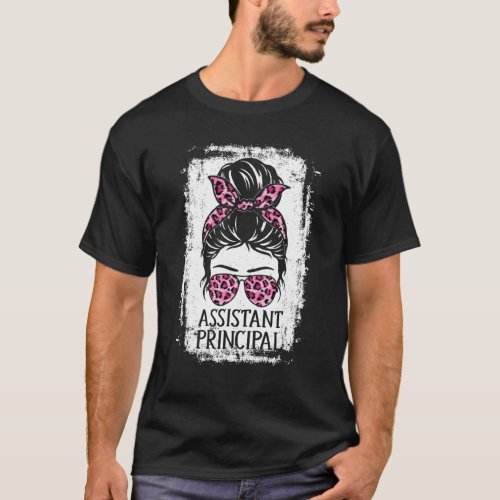 Assistant Principal Messy Bun Leopard Appreciation T_Shirt