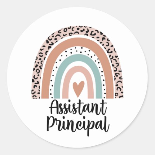 Assistant Principal Rainbow Leopard Funny Gift Classic Round Sticker