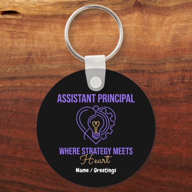 Assistant Principal Strategy Meets Heart Design Keychain (Front)