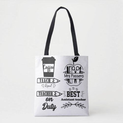 Assistant Teacher Gift Black and White Quotes   Tote Bag