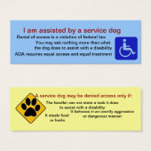 Assisted by service dog cards (Front & Back)