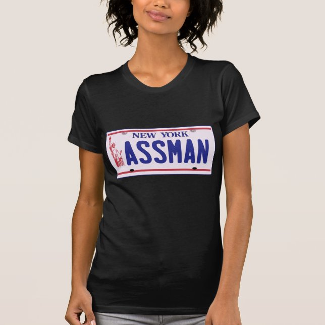 Assman New York License Plate Products T-Shirt (Front)