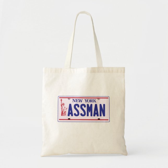 Assman New York License Plate Products Tote Bag (Front)