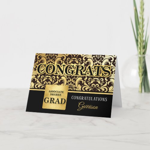 Associate Degree Graduate Faux Gold Foil with Name Card