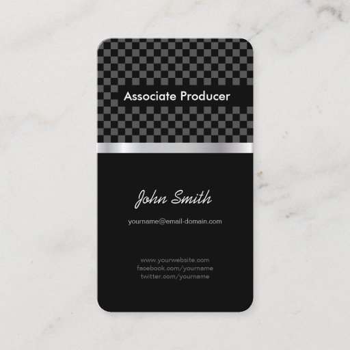 Customizable Associate Producer - Elegant Black Chessboard Business Card