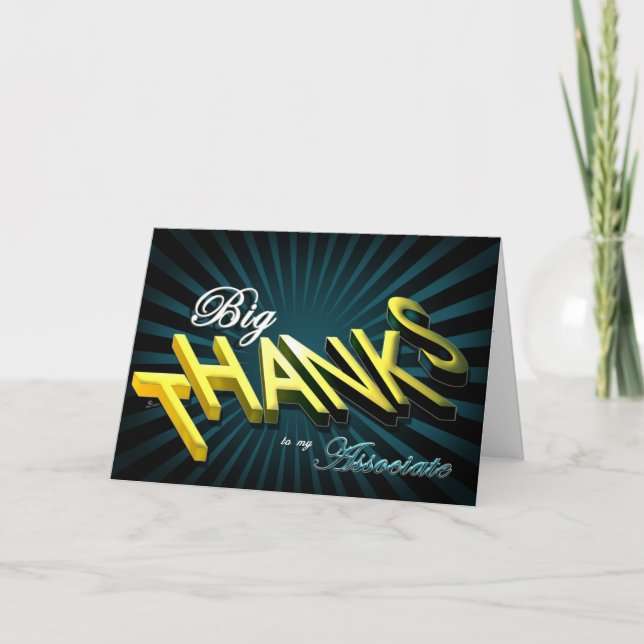 Associate thank you Big Thanks explosion stripes Holiday Card (Front)