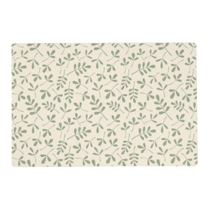 Assorted 2Way Green Leaves on Cream Pattern Placemat