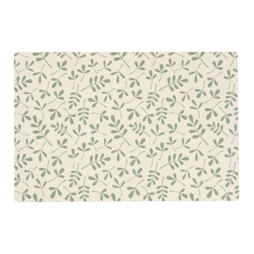 Assorted 2Way Green Leaves on Cream Pattern Placemat