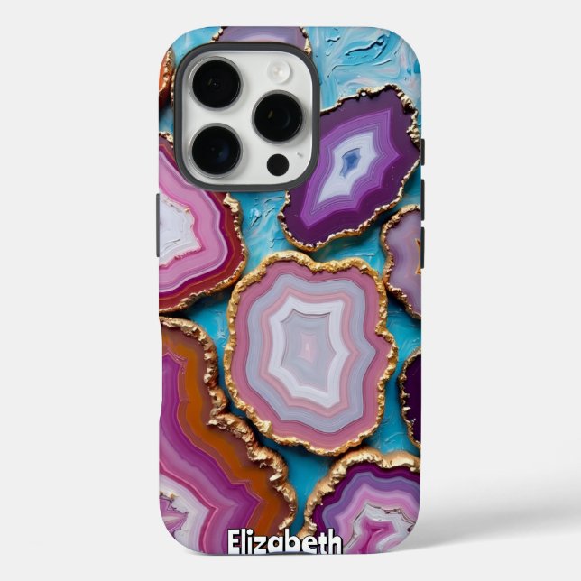 Assorted Agate Slices with Gold Trim Case-Mate iPhone Case (Back)