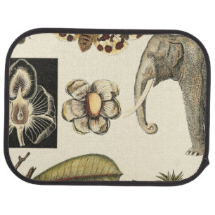 Assorted Animals Painted on Cream Background Car Floor Mat