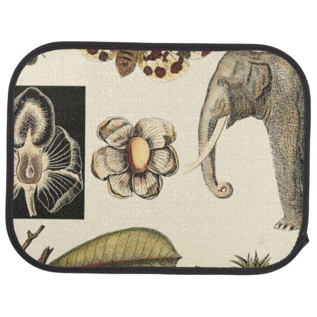 Assorted Animals Painted on Cream Background Car Floor Mat (Rear)