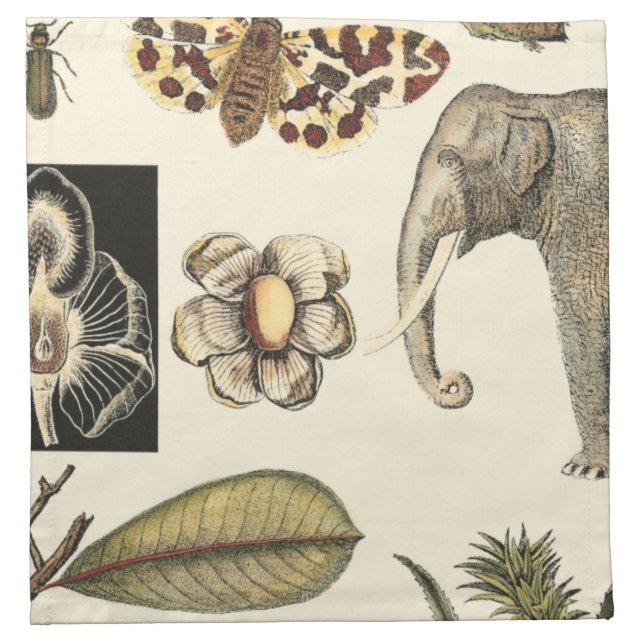 Assorted Animals Painted on Cream Background Cloth Napkin (Front)