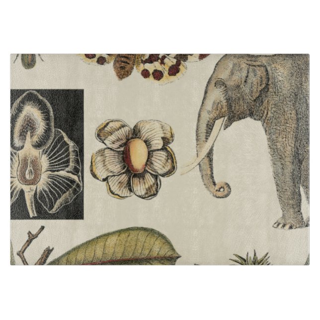 Assorted Animals Painted on Cream Background Cutting Board (Front)