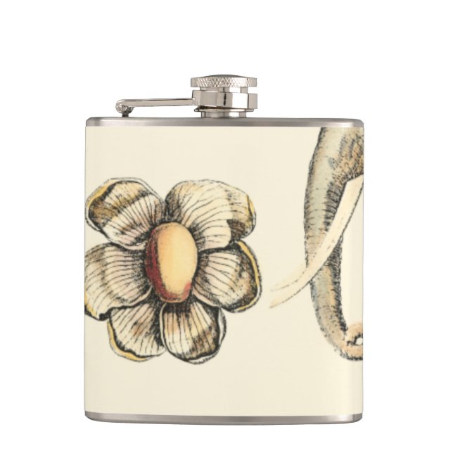 Assorted Animals Painted on Cream Background Hip Flask (Front)