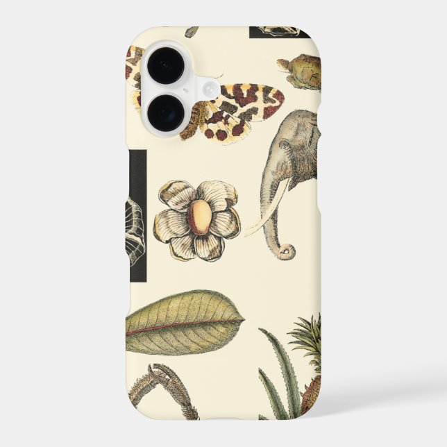 Assorted Animals Painted on Cream Background Iphone Case (Back)