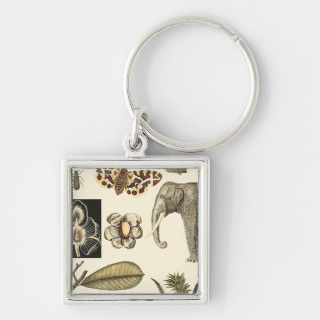 Assorted Animals Painted on Cream Background Keychain (Front)