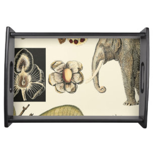 Assorted Animals Painted on Cream Background Serving Tray