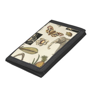Assorted Animals Painted on Cream Background Trifold Wallet