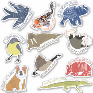 Assorted Animals Personalized Die-Cut Stickers