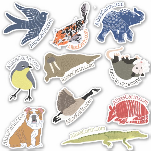 Assorted Animals Personalized Die-Cut Stickers (Front)