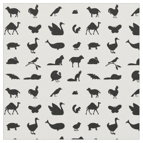 Assorted Animals Shape Silhouettes Art Pattern Fabric