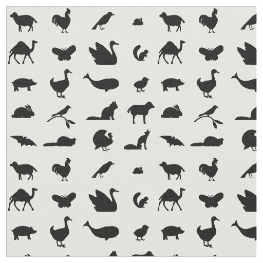 Assorted Animals Shape Silhouettes Art Pattern Fabric