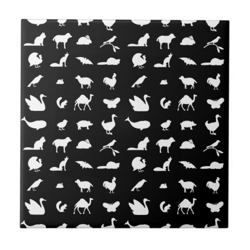 Assorted Animals Silhouette Pattern Animal Shapes Ceramic Tile