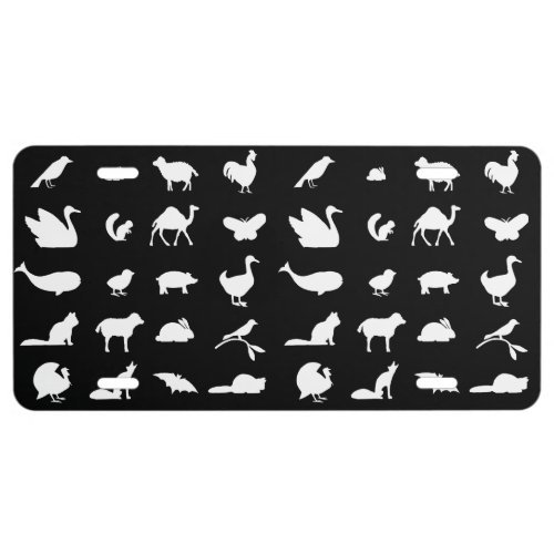 Assorted Animals Silhouette Pattern Animal Shapes License Plate