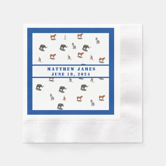 Assorted Animals Themed Baby Shower  Napkins (Front)