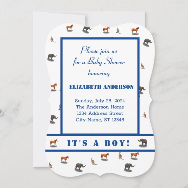 Assorted Animals Themed Invitation (Front)