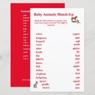 Assorted Animals Themed Match-Up Game