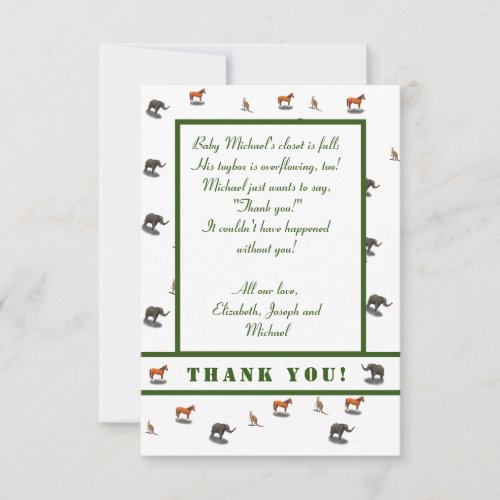 Assorted Animals Themed Thank You Card