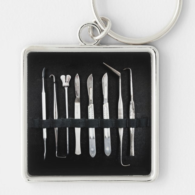 Assorted Antique Embalming Tools Keychain (Front)