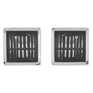 Assorted Antique Embalming Tools Silver Cufflinks