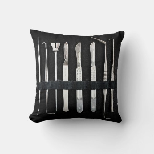 Assorted Antique Embalming Tools Throw Pillow