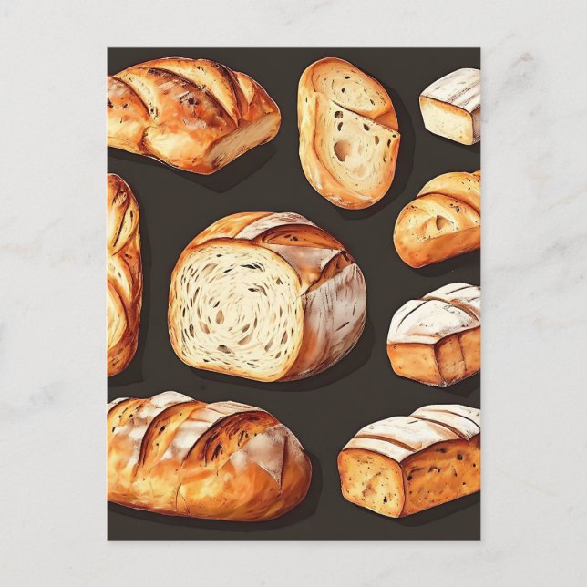 Assorted Artisan Bread Loaves Postcard (Front)