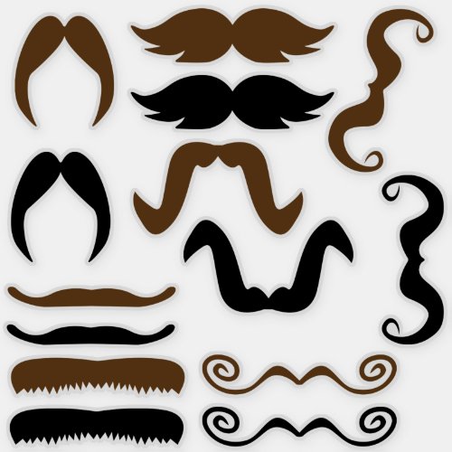 Assorted Black and Brown Mustache Sticker