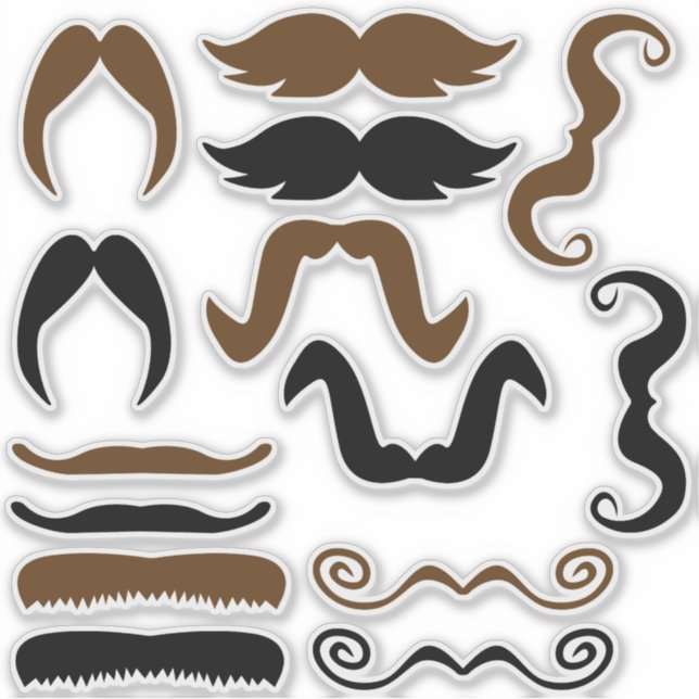Assorted Black and Brown Mustache Sticker (Front)