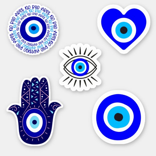 Assorted Blue Evil Greek Eye Hamsa Sticker Bundle