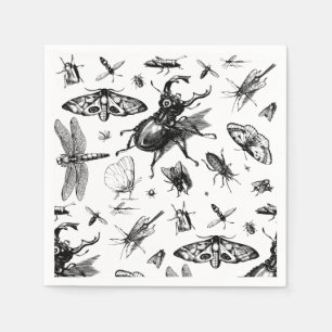 Assorted Bugs Gray and Black Napkins