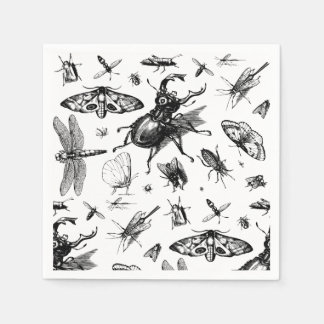Assorted Bugs Gray and Black Napkins