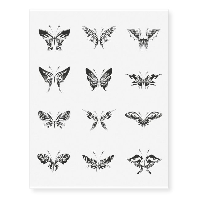 ASSORTED BUTTERFLY TEMPORARY TATTOO SET (Front)
